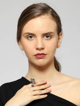 VENI - 92.5 Silver-Plated Oxidised Adjustable Finger Ring