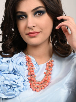 Odette - Layered Peach Pearl Necklace