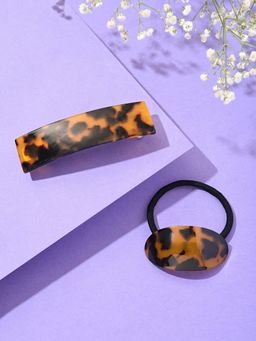 Lilly & Sparkle - Set of 2 Acetate Tiger Print Hair Accessories for Ponytails and Pins