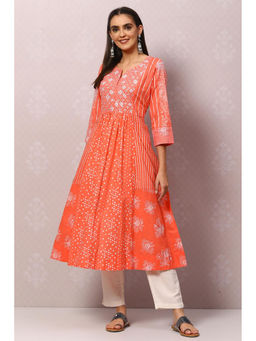 Biba - Coral Flared Kurta