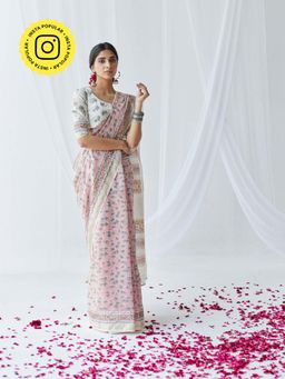 Old Marigold - Nasrine Chanderi Silk Saree with Unstitched Blouse