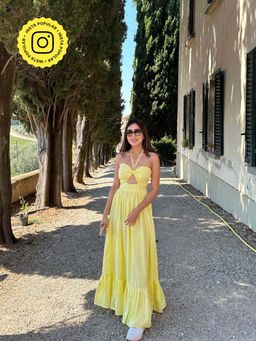 Old Marigold - Penelope Lime Yellow Halter Maxi Dress