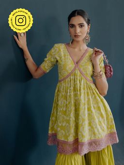 Old Marigold - Shireen Yellow Cotton Floral Kurta
