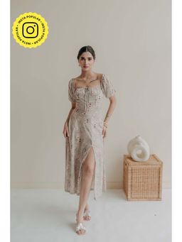 Old Marigold - Grey Vionnet Square Neck Midi Dress