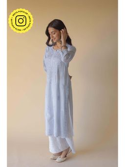 Old Marigold - Anisa Blue Modal Hand Embroidered Chikankari Kurta