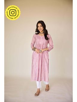 Old Marigold - Rim Purple Chanderi Hand Embroidered Chikankari Kurta