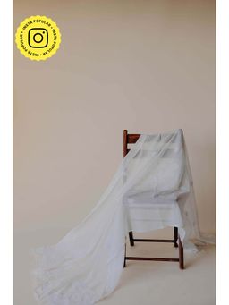 Old Marigold - Farida White Kota Hand Embroidered Chikankari Dupatta
