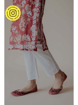Old Marigold - Sukoon White Cotton Lycra Hand Embroidered Chikankari Straight Pant