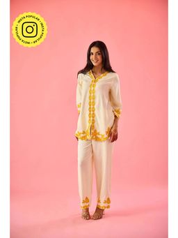 Old Marigold - Blossom Cream Cotton Embroidered Co-Ord (Set of 2)