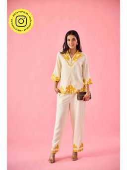 Old Marigold - Gossamer Cream Cotton Embroidered Co-Ord (Set of 2)
