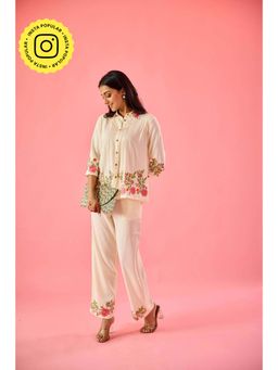 Old Marigold - Twirl Off White Cotton Embroidered Co-Ord (Set of 2)
