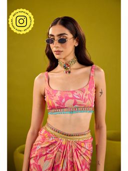 Old Marigold - Nazara Pink Floral Muslin Stitched Blouse