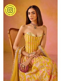 Old Marigold - Hania Yellow Sequinned Corset Style Stitched Blouse