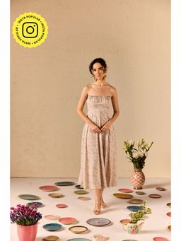 Old Marigold - Carina Beige Floral Tube Midi Dress