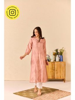 Old Marigold - Elham Chanderi Hand Embroidered Chikankari Pink Kurta