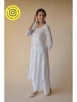 Old Marigold - Batool White Modal Hand Embroidered Chikankari Kurta