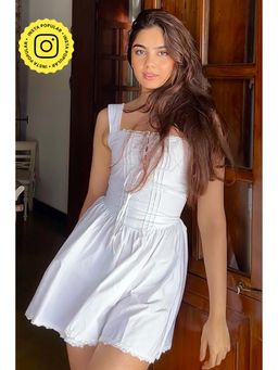 Old Marigold - Bellina White Lace Poplin Mini Dress