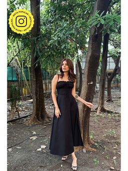 Old Marigold - Rene Black Corset Poplin Midi Dress