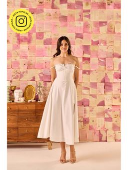 Old Marigold - Tosca White Corset Poplin Midi Dress