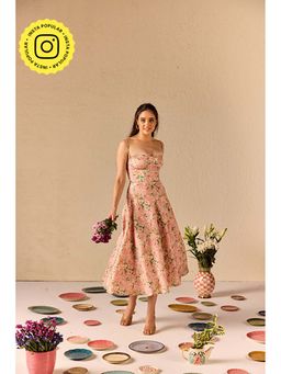 Old Marigold - Bianca Pink Floral Midi Dress