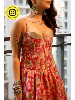 Old Marigold - Olivia Hot Pink Sequinned Tie-Up Corset