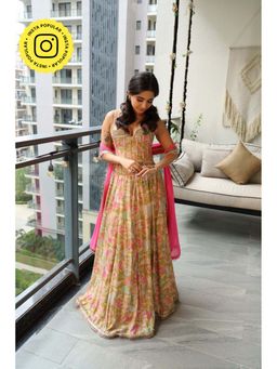 Old Marigold - Zara Olive Green Sequinned Corset And Lehenga With Dupatta