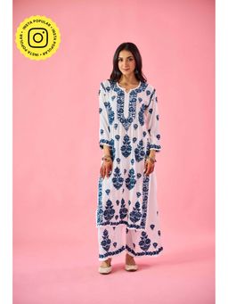 Old Marigold - Wazira White Modal Hand Embroidered Chikankari Kurta and Pant