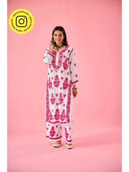 Old Marigold - Lakshita White Modal Hand Embroidered Chikankari Kurta and Pant