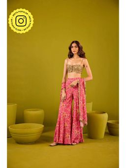 Old Marigold - Mannat Pink Muslin Blouse with Sharara and Dupatta