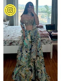 Old Marigold - Tasneem Tissue Blue Sharara with Blouse and Dupatta