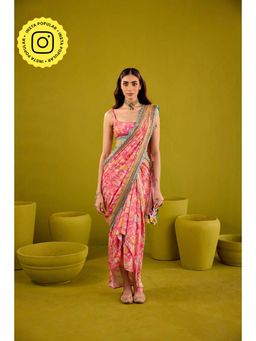 Old Marigold - Zareena Pink Muslin Skirt with Blouse and Dupatta
