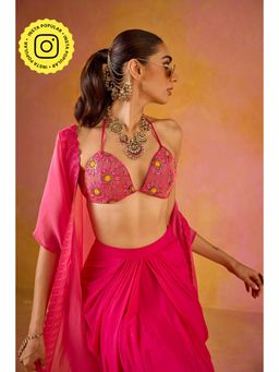 Old Marigold - Chaandni Hot Pink Embroidered Bikini Blouse