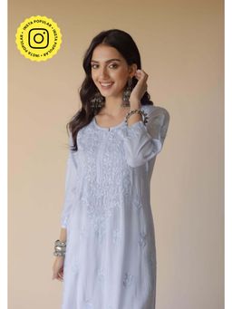 Old Marigold - Anisa Blue Modal Hand Embroidered Chikankari Kurta