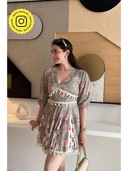 Old Marigold - Diaz Pastel Green Printed Cotton Mini Dress