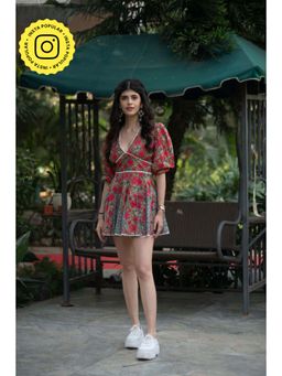 Old Marigold - Leah Printed Cotton Orange Mini Dress