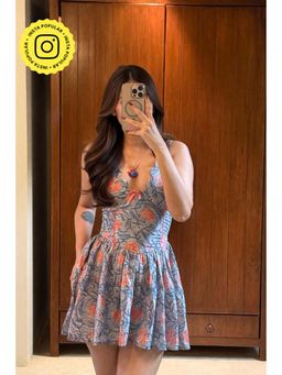 Old Marigold - Kylie Blue Printed Cotton Sleeveless Mini Dress