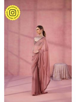 Old Marigold - Always In Feeling Mauve Chinon Embellished Saree without Blouse