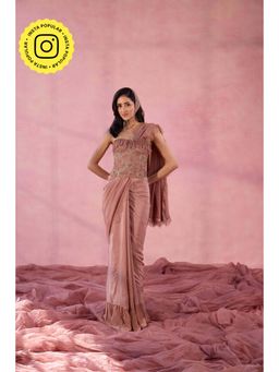 Old Marigold - Lullaby Mauve Viscose Embellished Saree without Blouse