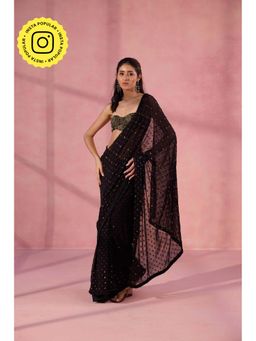 Old Marigold - Untamed Black Viscose Embellished Saree without Blouse