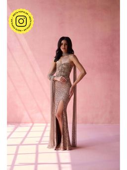 Old Marigold - Gilda Antique Gold Corset with Lace Mermaid Skirt and Fishnet Stole