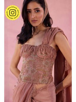 Old Marigold - Mauve Lullaby Embellished Lacey Stitched Corset
