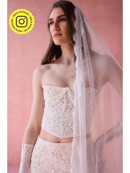 Old Marigold - Ivory Pearls And Prosecco Beads And Stones Stitched Corset
