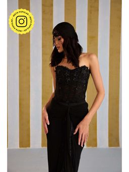 Old Marigold - Black Sippin’ Embellished Strapless Stitched Corset
