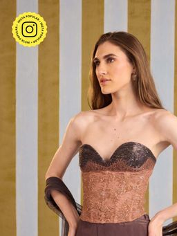 Old Marigold - Black Unhurried Embellished Lace Stitched Corset