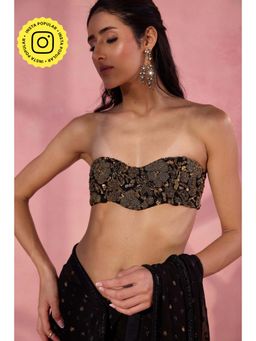 Old Marigold - Black Untamed Embellished Strapless Stitched Blouse