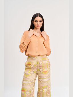 KOSWI - Orange Solid Full Sleeves Shirt