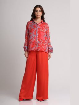 KOSWI - Red Floral Abstract Floral Print Shirt