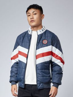 The Souled Store - Captain America - Blue & Red Polyester Men Puffer Jacket