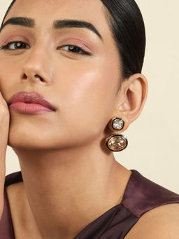Isharya - 18KT Gold Plated Oceanus Mocha Dangler Earrings