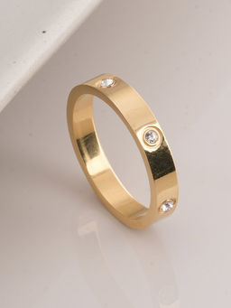Palmonas - Waterproof and Anti-Tarnish Elegant Diamond Gold Band Ring for Women